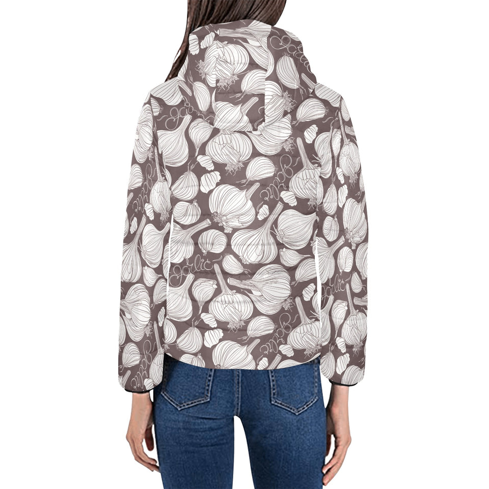 Garlic bulb dark background Women's Padded Hooded Jacket