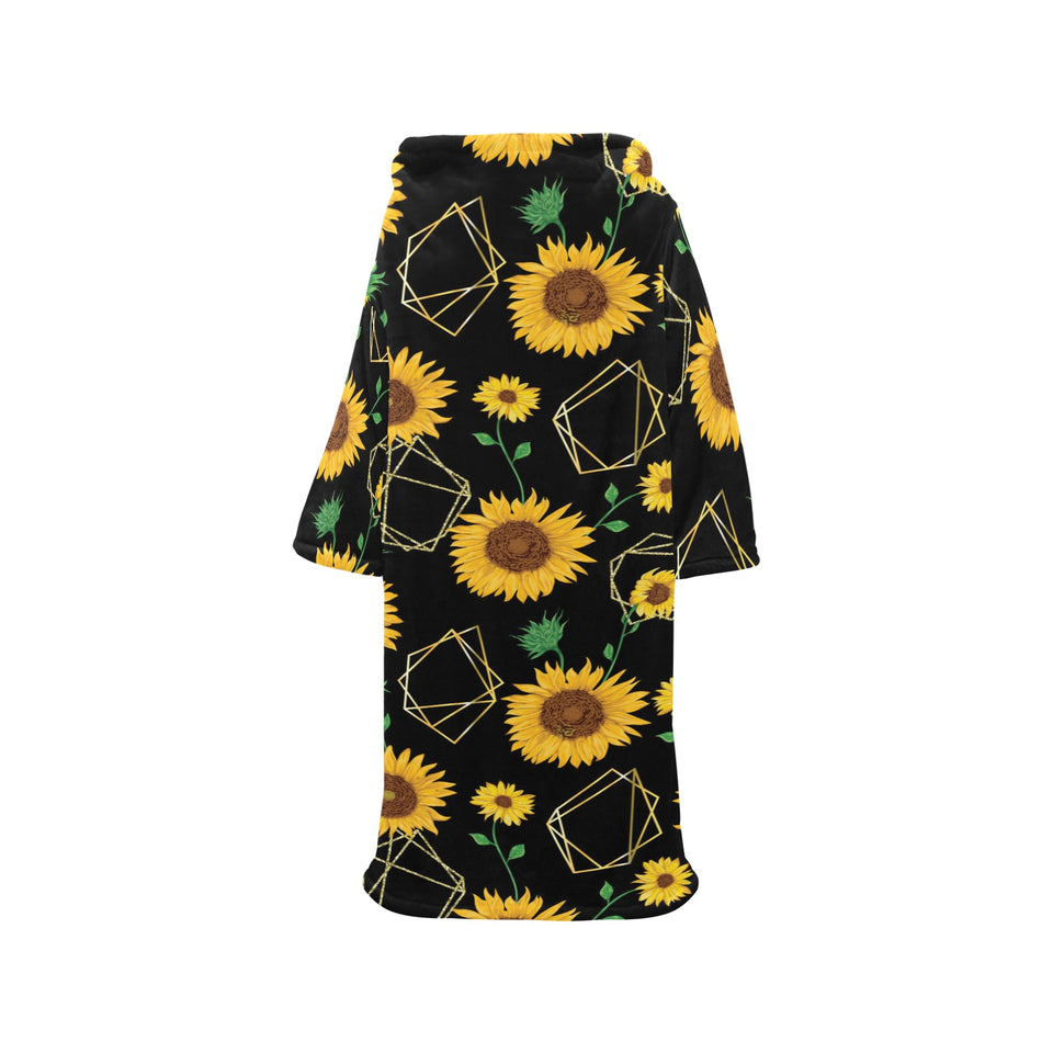 sunflower golden polygonal shapes Blanket Robe with Sleeves