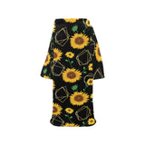 sunflower golden polygonal shapes Blanket Robe with Sleeves
