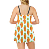 Carrot Pattern Print Design 03 Chest Sexy Pleated Two Piece Swim Dress