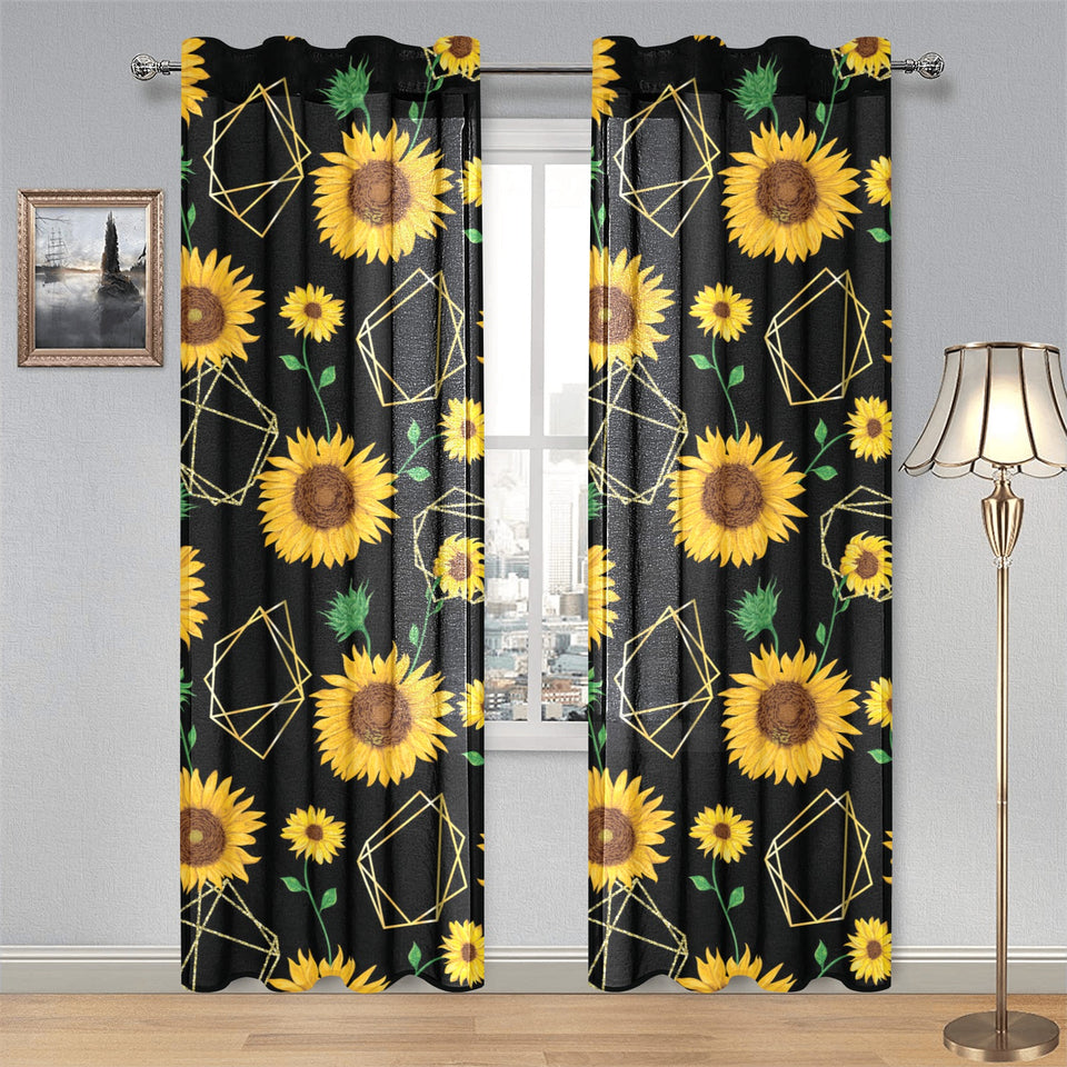sunflower golden polygonal shapes Gauze Curtain