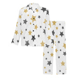 hand drawn gold black star pattern Men's Long Pajama Set