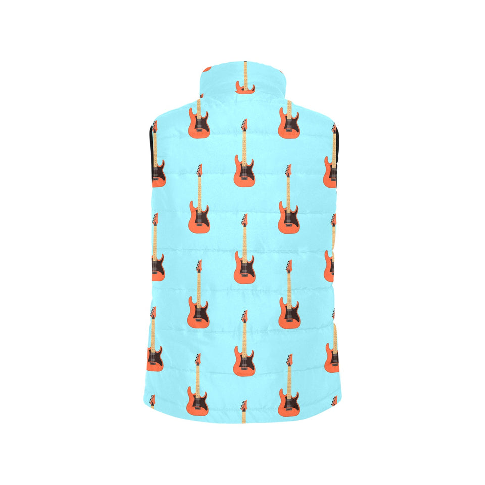 electric guitar pattern light blue background Women's Padded Vest