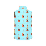 electric guitar pattern light blue background Women's Padded Vest