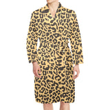 Leopard skin print Men's Long Sleeve Belted Night Robe
