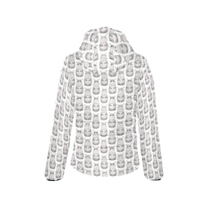 Hippopotamus Pattern Print Design 05 Women's Padded Hooded Jacket