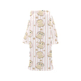 cute owl leaf Blanket Robe with Sleeves