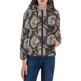Eagle Pattern Print Design 05 Women's Padded Hooded Jacket