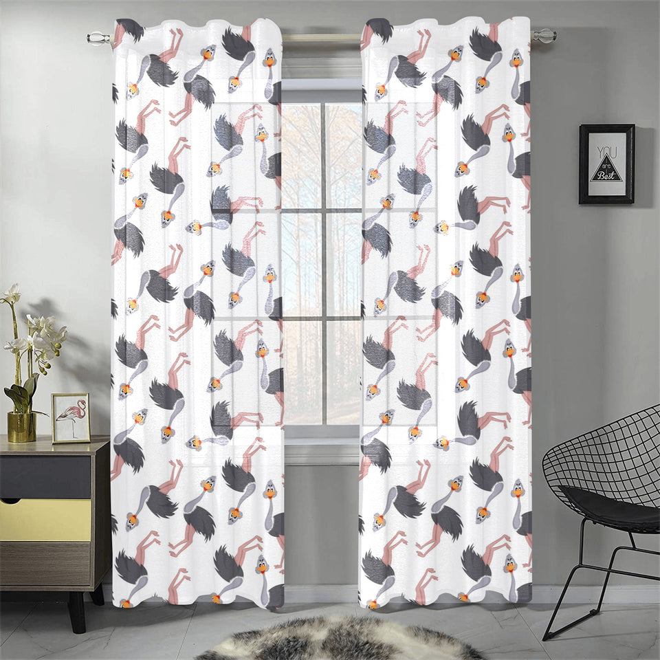 Ostrich Pattern Print Design 02 Gauze Curtain