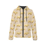 Rhino yellow theme pattern Women's Padded Hooded Jacket