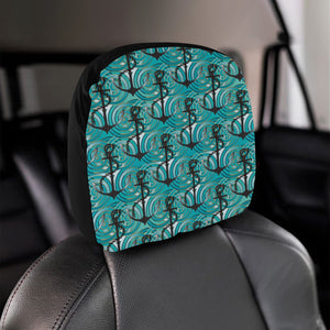 Anchor nautical green background Car Headrest Cover