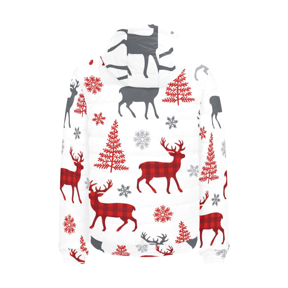 Deer tree snowflakes chrismas pattern Men's Padded Hooded Jacket