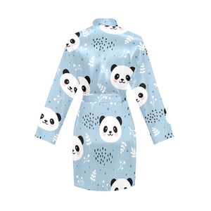 Cute panda pattern Women's Long Sleeve Belted Night Robe