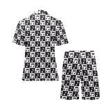 Music Notes Pattern Print Design 01 Men's V-Neck Short Pajama Set