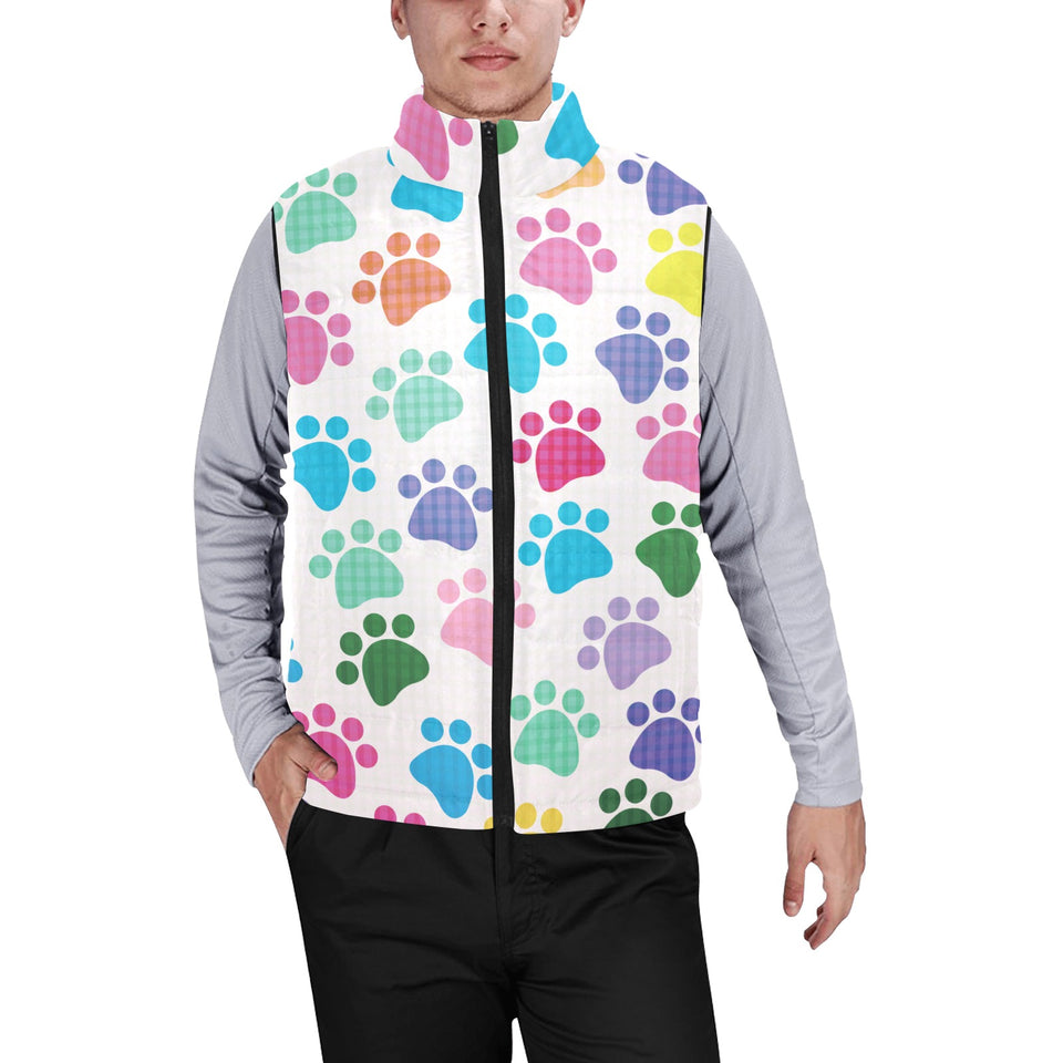 Dog Paws Pattern Print Design 01 Men's Padded Vest