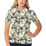 Canabis Marijuana Weed Pattern Print Design 05 Women's All Over Print Polo Shirt