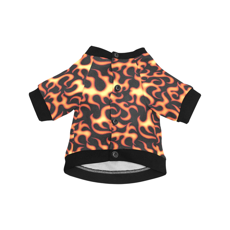 Fire flame dark pattern All Over Print Pet Dog Round Neck Fuzzy Shirt