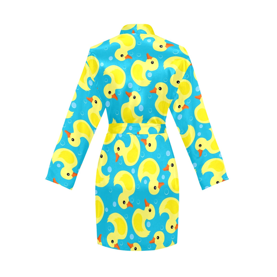 Duck Pattern Print Design 04 Women's Long Sleeve Belted Night Robe