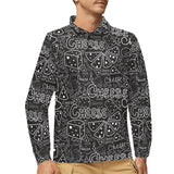 Handwritten cheese pattern Men's Long Sleeve Polo Shirt