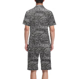 Handwritten cheese pattern Men's V-Neck Short Pajama Set