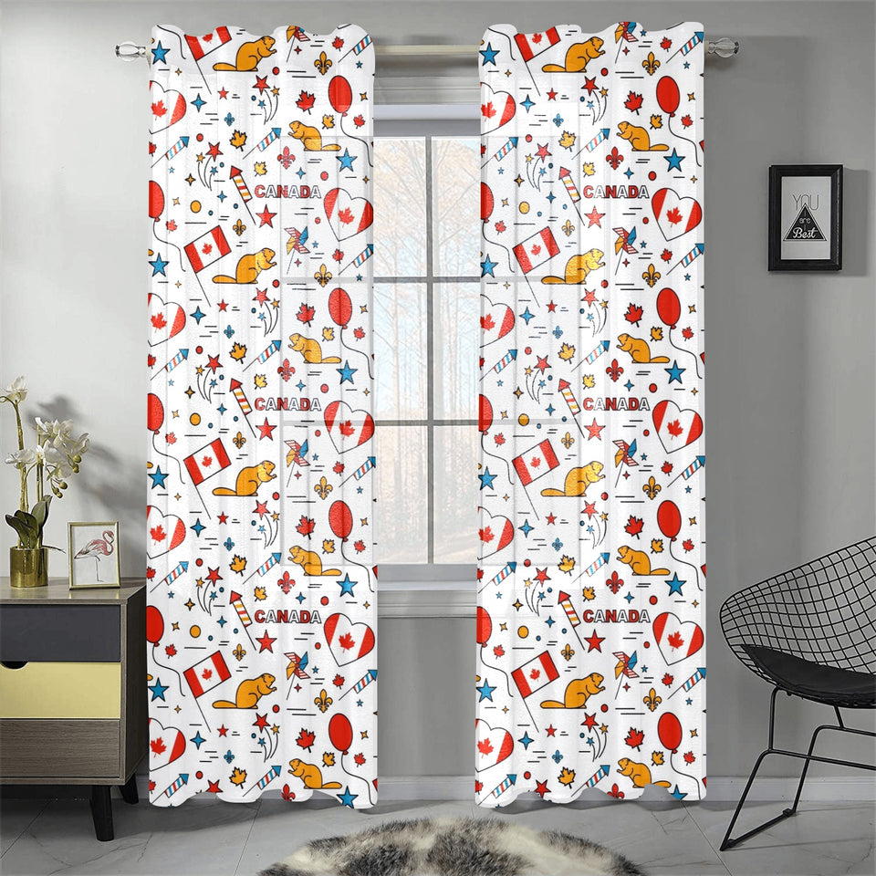 Canada Pattern Print Design 03 Gauze Curtain