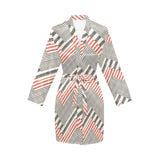 zigzag chevron striped pattern Women's Long Sleeve Belted Night Robe