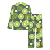Whole sliced kiwi leave and flower Women's Long Pajama Set