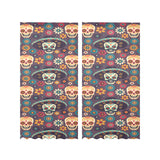 Sugar skulls flower maxican pattern Gauze Curtain