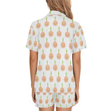 cute onions smiling faces Women's V-Neck Short Pajama Set