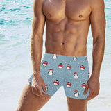 Cute penguin christmas snow pattern Men's Swimming Trunks