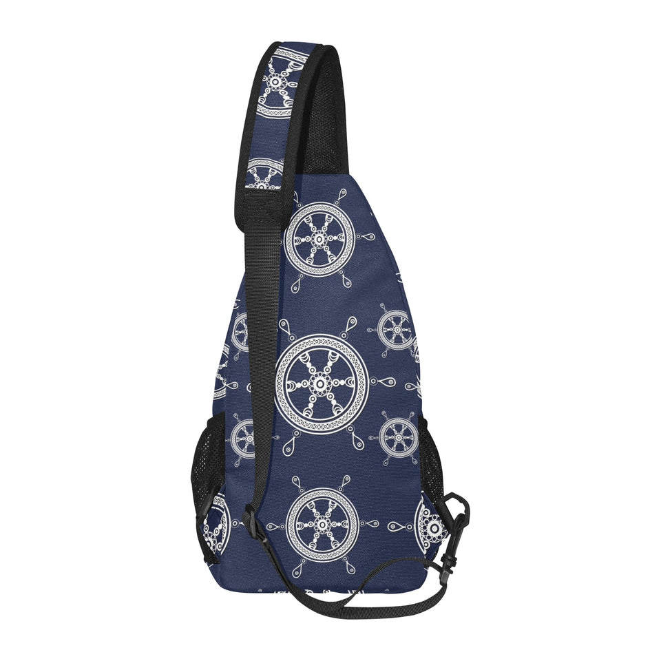 nautical steering wheel design pattern All Over Print Chest Bag