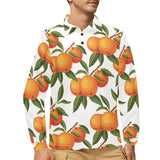 Oranges pattern background Men's Long Sleeve Polo Shirt