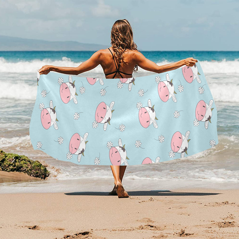 Cute cow flower pattern Beach Towel