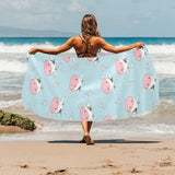 Cute cow flower pattern Beach Towel