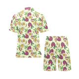 Paassion fruit pattern Men's V-Neck Short Pajama Set
