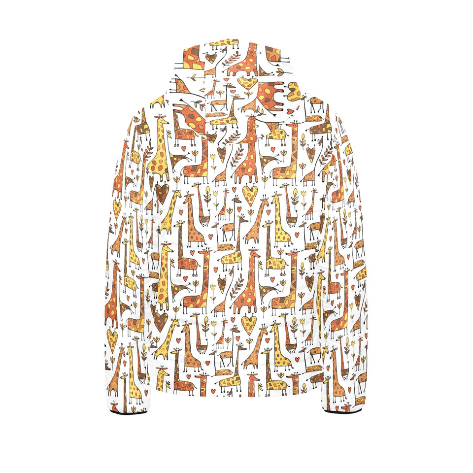 Giraffe Pattern Print Design 04 Kids' Boys' Girls' Padded Hooded Jacket