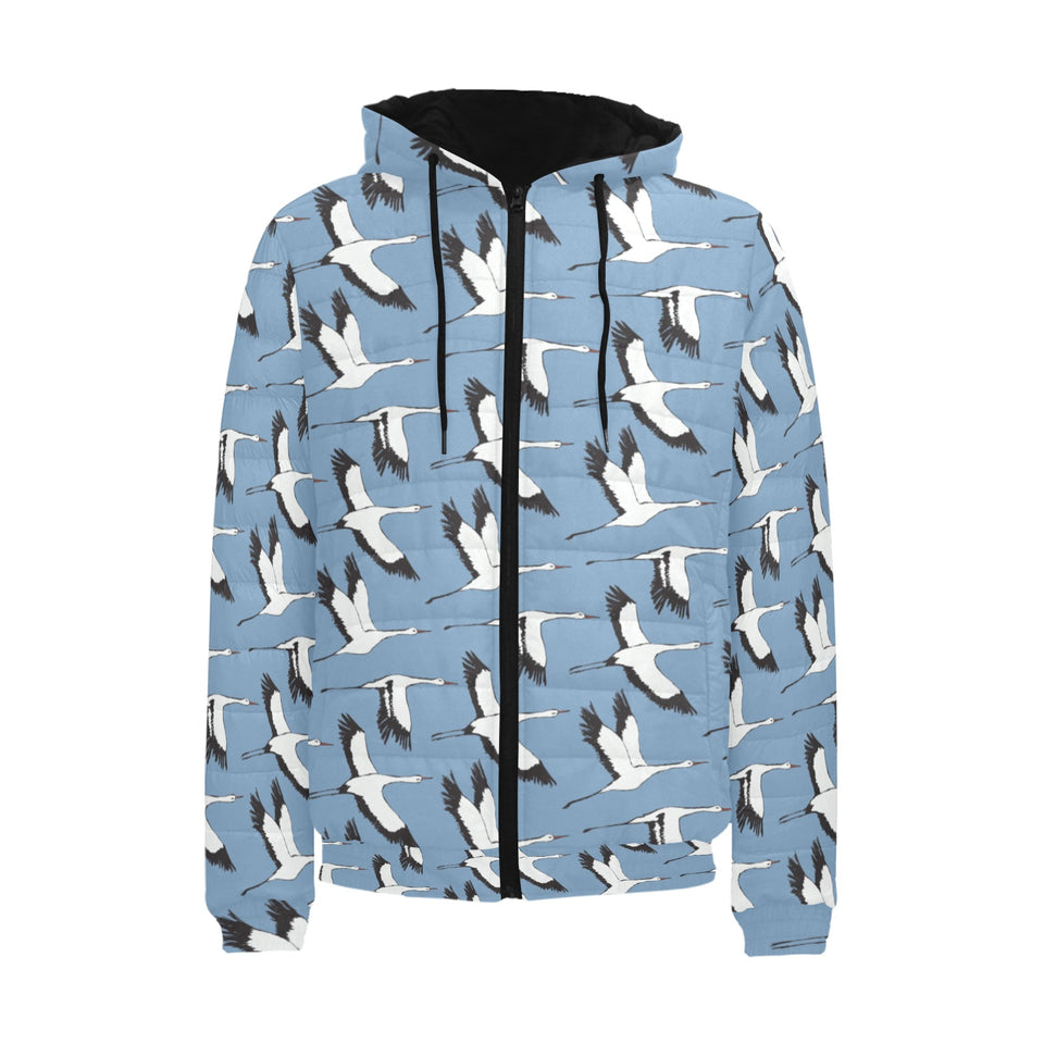 Seagull Pattern Print Design 04 Men's Padded Hooded Jacket