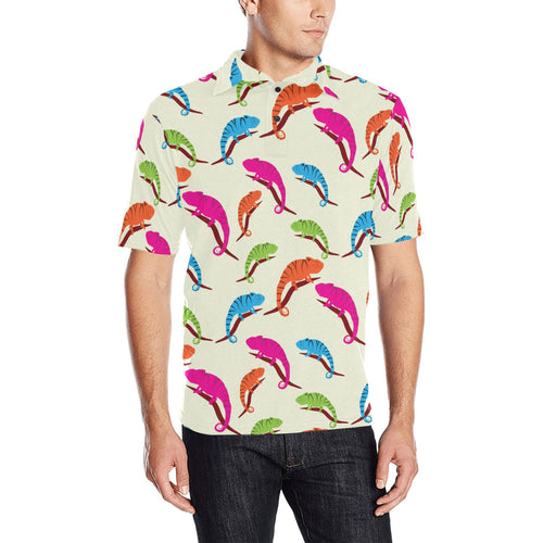 Colorful Chameleon lizard pattern Men's All Over Print Polo Shirt