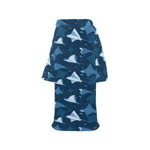 Stingray Pattern Print Design 04 Blanket Robe with Sleeves