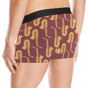 Hand drawn gold saxophone red background Men's All Over Print Boxer Briefs Men's Underwear