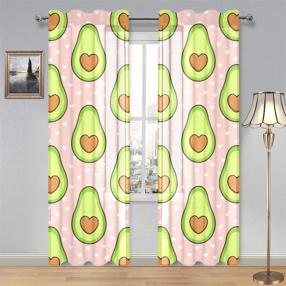 Avocado heart pink background Gauze Curtain