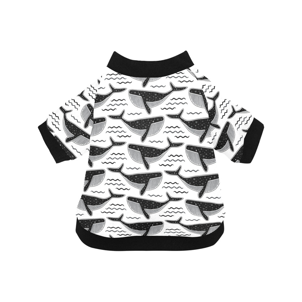 Black whale pattern All Over Print Pet Dog Round Neck Fuzzy Shirt