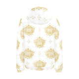 Gold Ornamental lotue waterlily symbol pattern Men's Padded Hooded Jacket