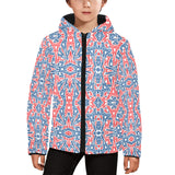 Blue Red Eiffel Tower Pattern Print Design 02 Kids' Boys' Girls' Padded Hooded Jacket