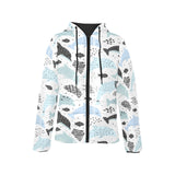 Cute dolphins Childish Style pattern Women's Padded Hooded Jacket