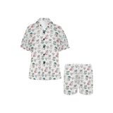 English Bulldog Pattern Print Design 03 Women's V-Neck Short Pajama Set