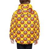 Daruma japanese wooden doll yellow background Kids' Boys' Girls' Padded Hooded Jacket