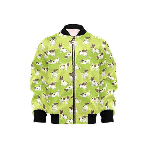 Jack Russel Pattern Print Design 01 Kids' Boys' Girls' Bomber Jacket