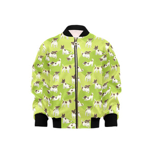 Jack Russel Pattern Print Design 01 Kids' Boys' Girls' Bomber Jacket
