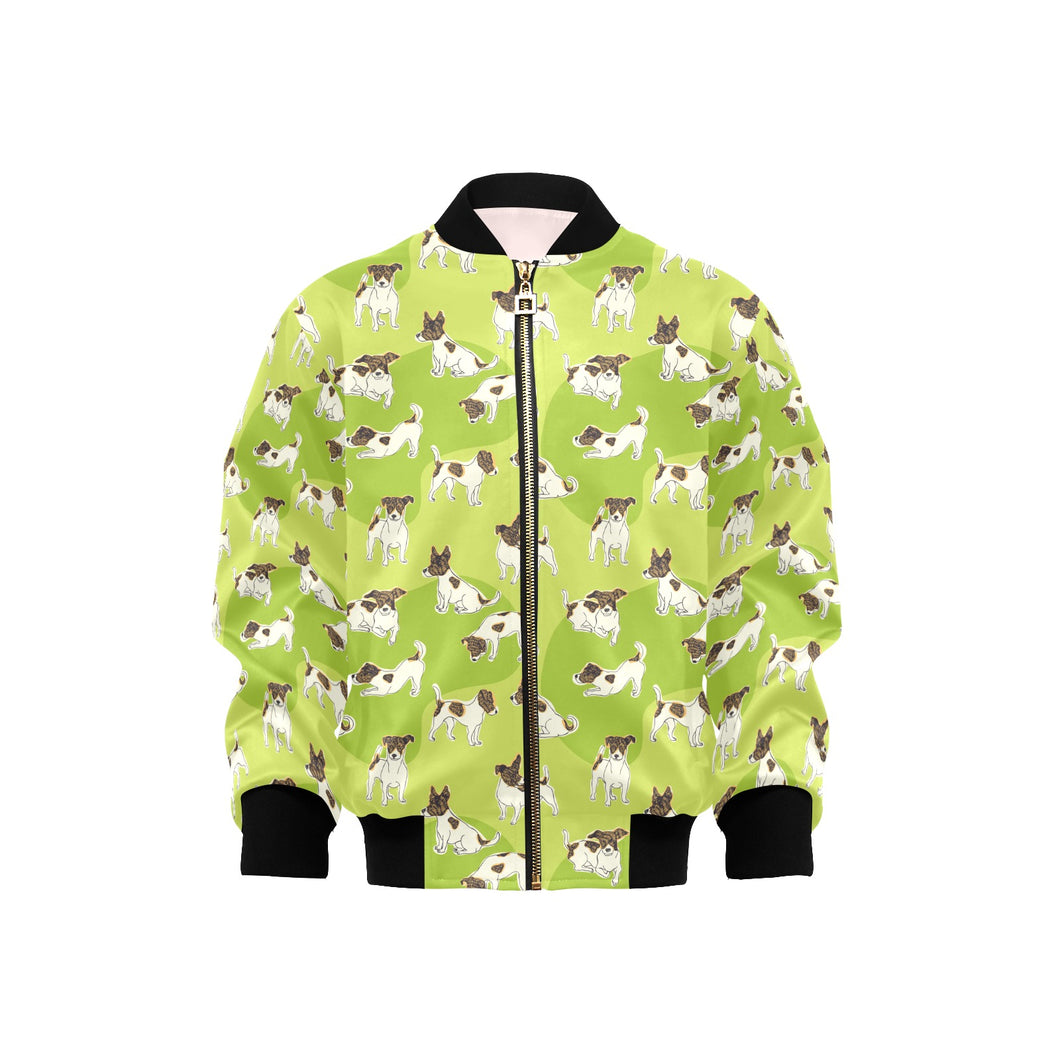 Jack Russel Pattern Print Design 01 Kids' Boys' Girls' Bomber Jacket